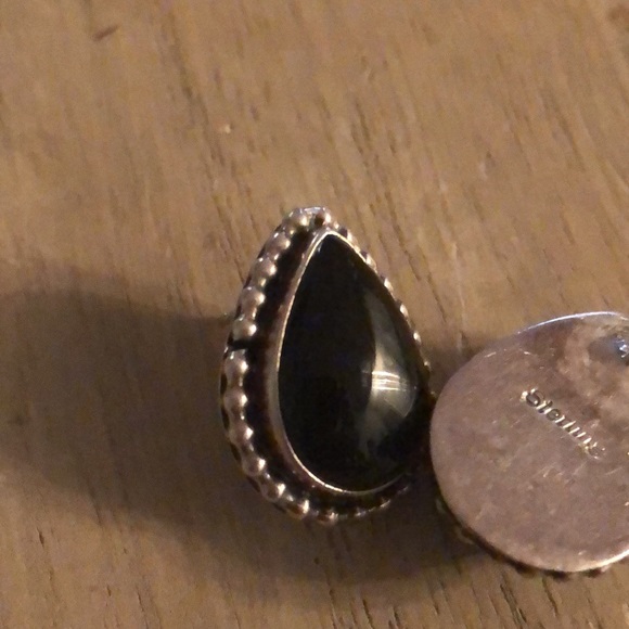 Vintage Sterling Silver and Onyx Earrings - Picture 5 of 6